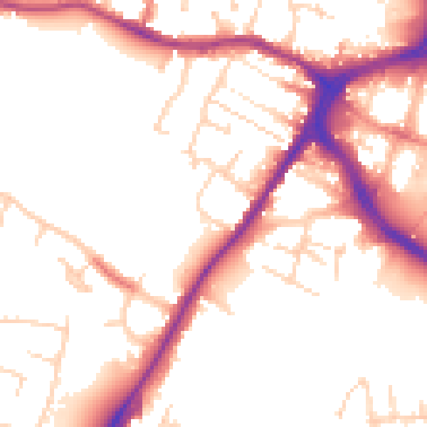 Daytime road noise heatmap for CM1 2QY
