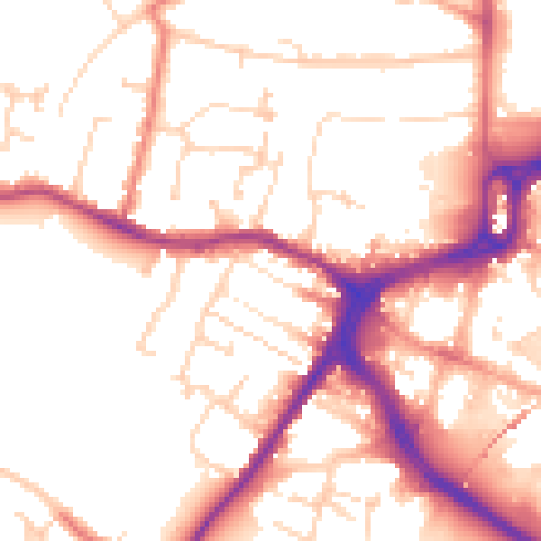 Daytime road noise heatmap for CM1 2RQ