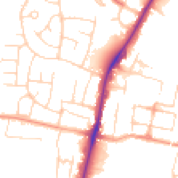 Daytime road noise heatmap for CM1 2TQ