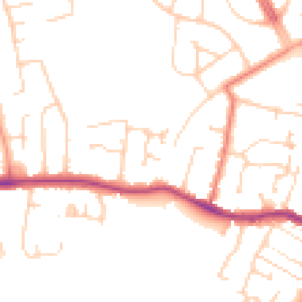Daytime road noise heatmap for CM1 2XN