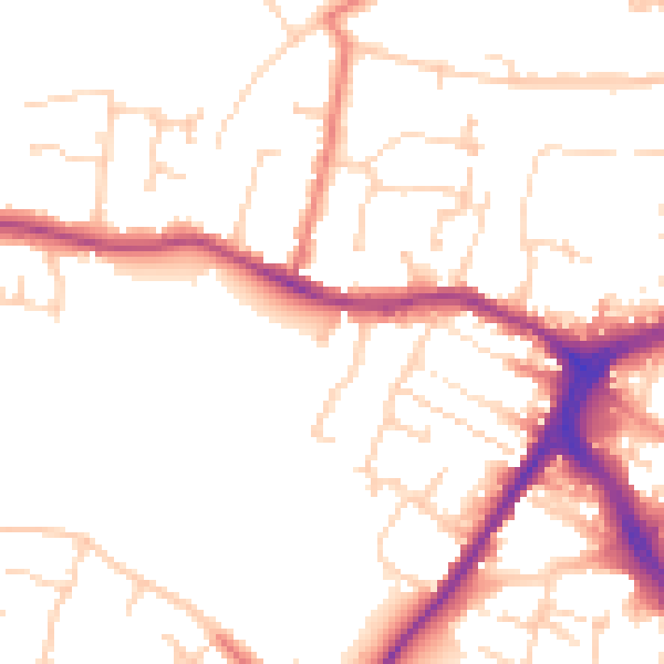 Daytime road noise heatmap for CM1 2XS