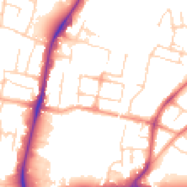 Daytime road noise heatmap for CM1 3GZ