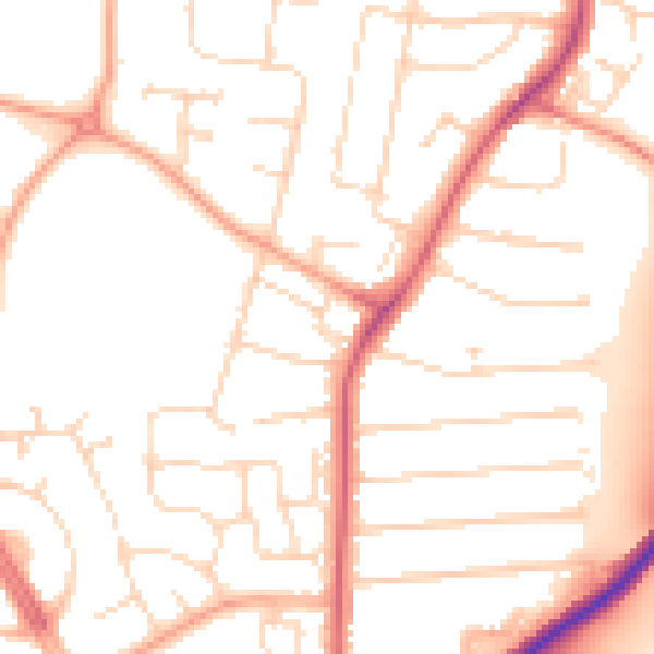 Daytime road noise heatmap for CM1 4DF
