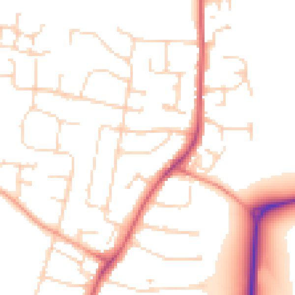 Daytime road noise heatmap for CM1 4EH