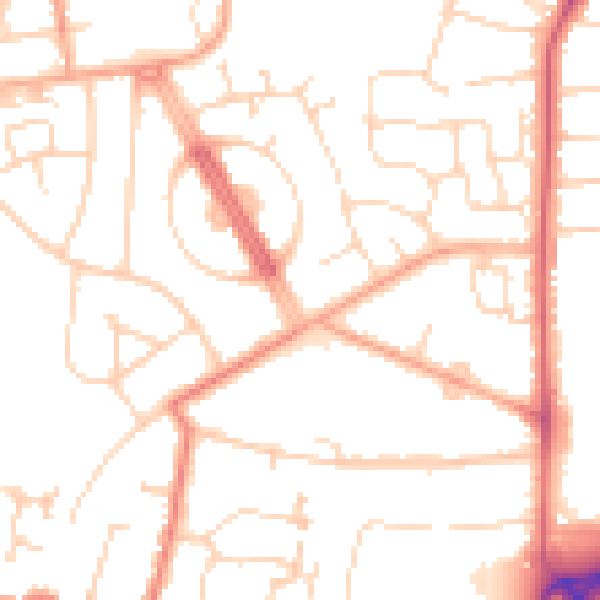 Daytime road noise heatmap for CM1 4JD