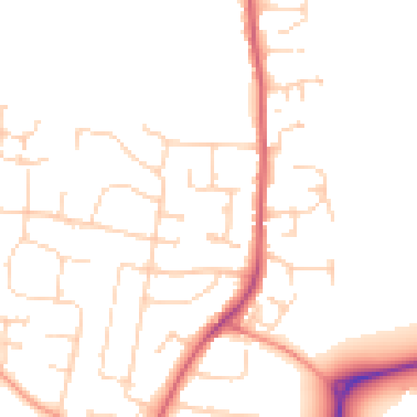 Daytime road noise heatmap for CM1 7DE
