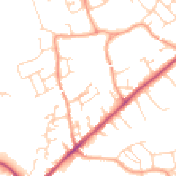 Daytime road noise heatmap for CM1 7QY