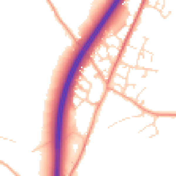 Daytime road noise heatmap for CM3 1JJ