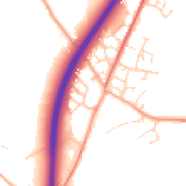 Daytime road noise heatmap for CM3 1JW