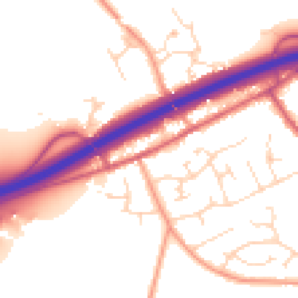 Daytime road noise heatmap for CM3 2DW