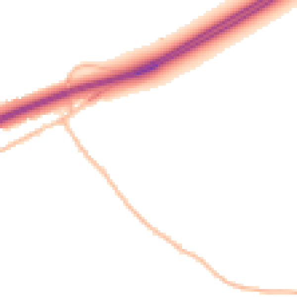 Night-time road noise heatmap for CM3 2JT