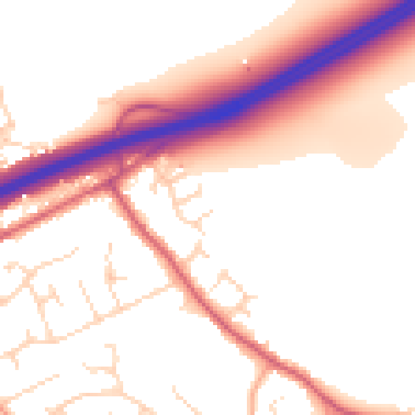 Daytime road noise heatmap for CM3 2JU