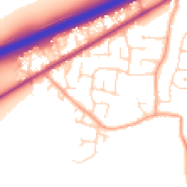 Daytime road noise heatmap for CM3 3BP