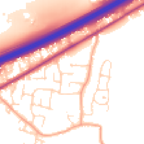 Daytime road noise heatmap for CM3 3BZ