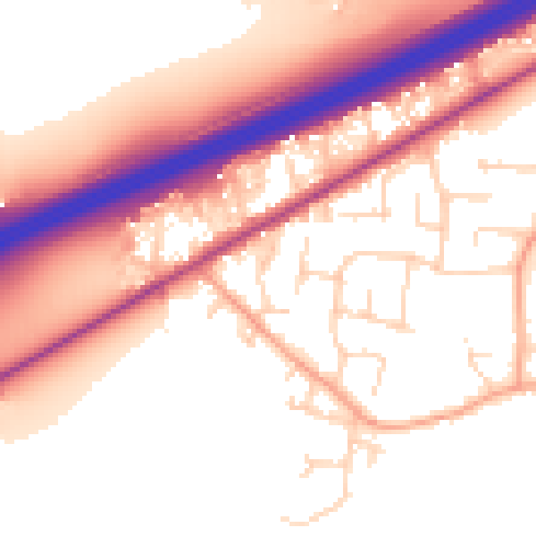 Daytime road noise heatmap for CM3 3EY