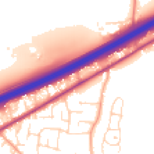 Daytime road noise heatmap for CM3 3JJ