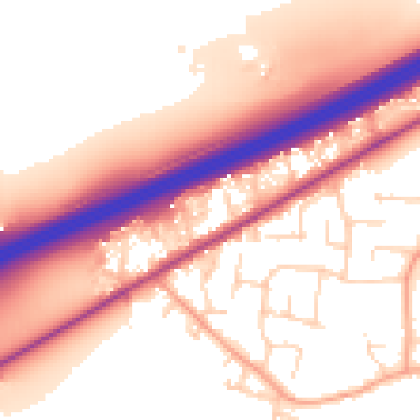Daytime road noise heatmap for CM3 3JS