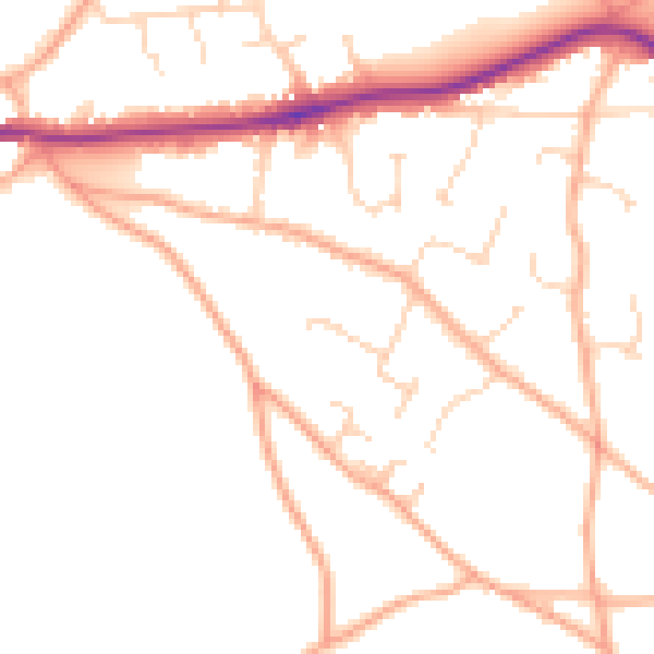 Daytime road noise heatmap for CM3 4JA