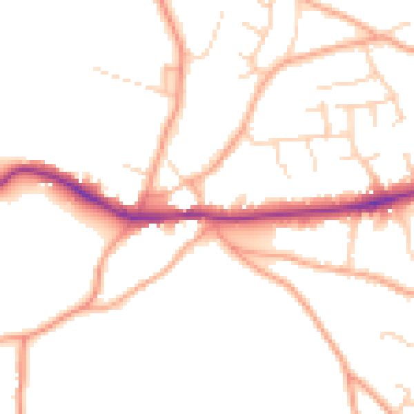Daytime road noise heatmap for CM3 4QH