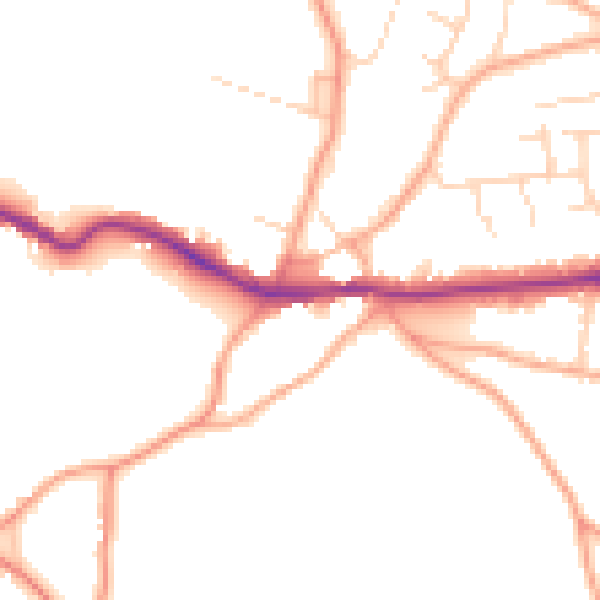 Daytime road noise heatmap for CM3 4QQ