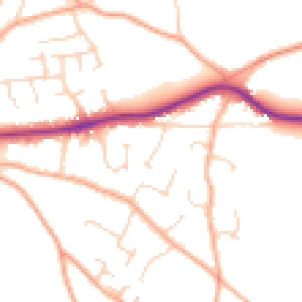 Daytime road noise heatmap for CM3 4QR