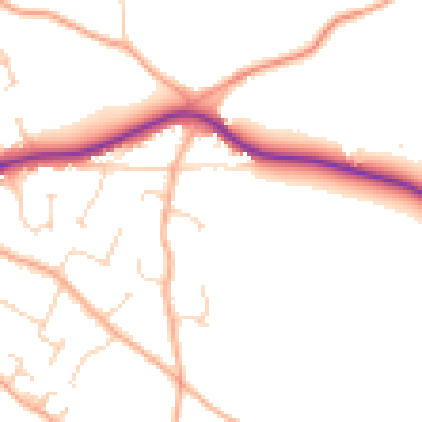 Daytime road noise heatmap for CM3 4QU