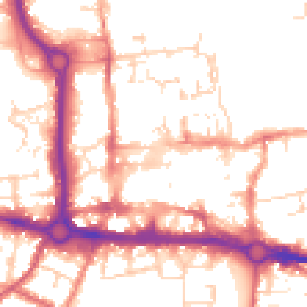 Daytime road noise heatmap for CO1 1DB