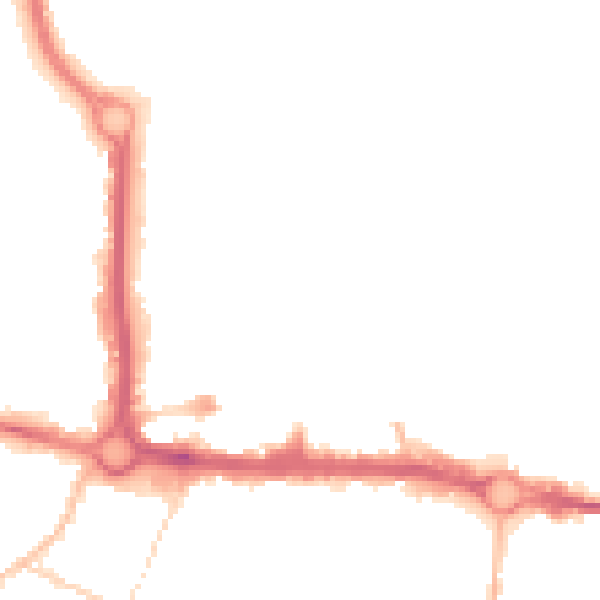 Night-time road noise heatmap for CO1 1DB