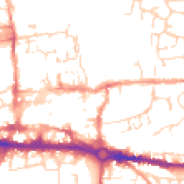 Daytime road noise heatmap for CO1 1DN