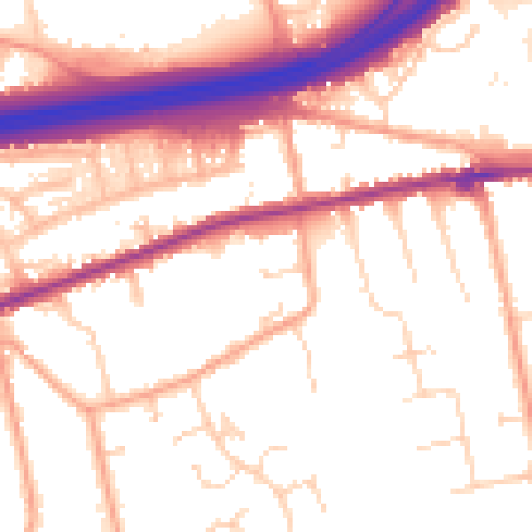 Daytime road noise heatmap for CO3 0AE