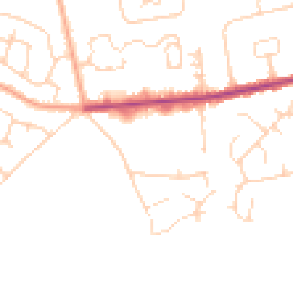 Daytime road noise heatmap for CO3 0BA