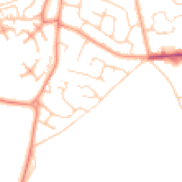 Daytime road noise heatmap for CO3 0BB
