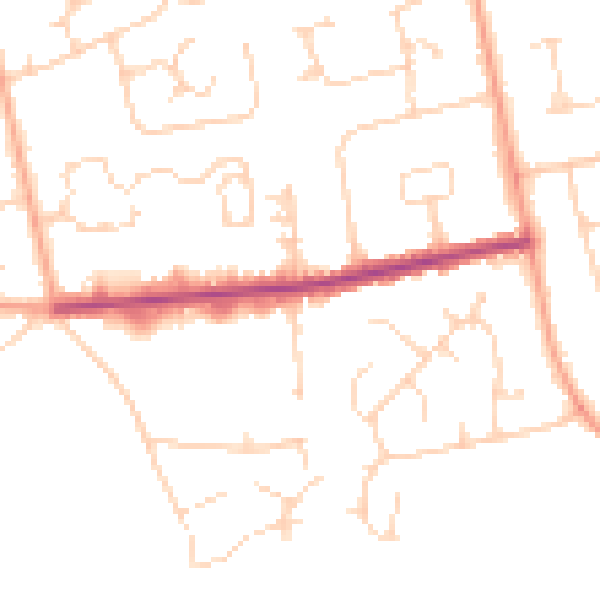 Daytime road noise heatmap for CO3 0BJ