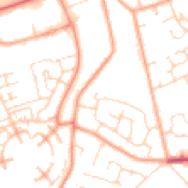 Daytime road noise heatmap for CO3 0EB