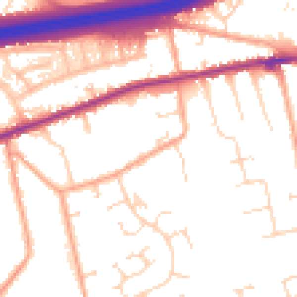 Daytime road noise heatmap for CO3 0GH