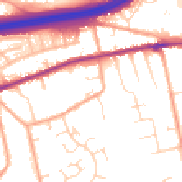 Daytime road noise heatmap for CO3 0GJ