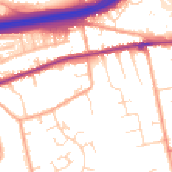 Daytime road noise heatmap for CO3 0GN