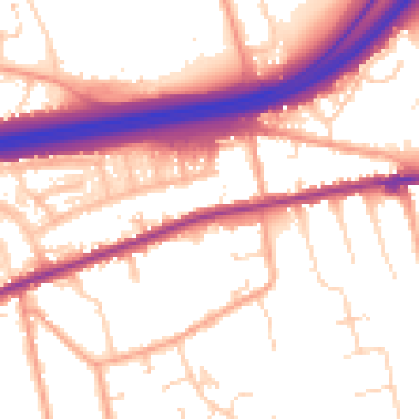 Daytime road noise heatmap for CO3 0HA