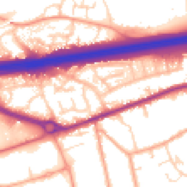 Daytime road noise heatmap for CO3 0HE