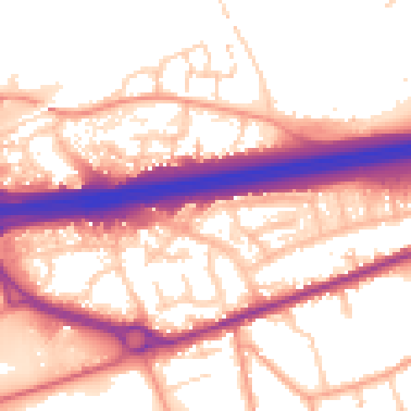 Daytime road noise heatmap for CO3 0HH