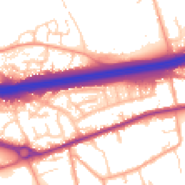 Daytime road noise heatmap for CO3 0HJ