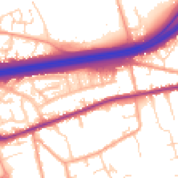 Daytime road noise heatmap for CO3 0HL