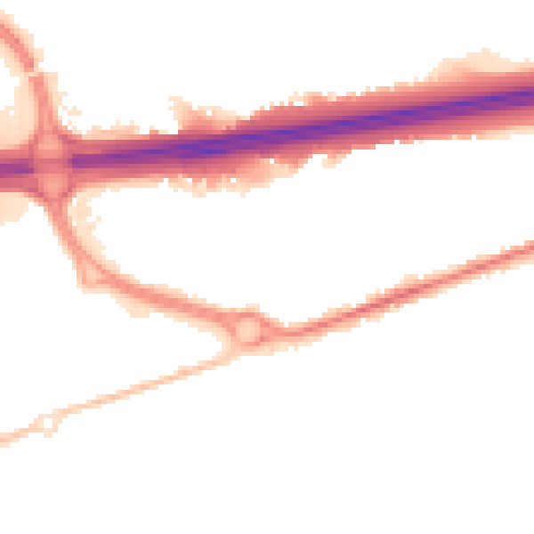 Night-time road noise heatmap for CO3 0JA