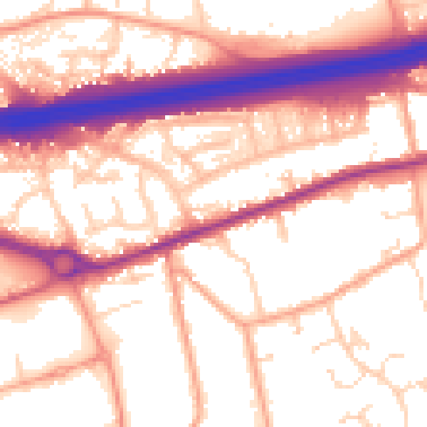 Daytime road noise heatmap for CO3 0JH