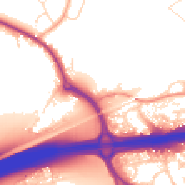 Daytime road noise heatmap for CO3 0JU