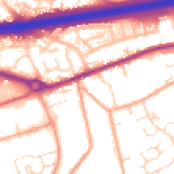 Daytime road noise heatmap for CO3 0PU