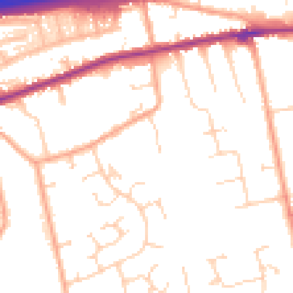 Daytime road noise heatmap for CO3 0UH