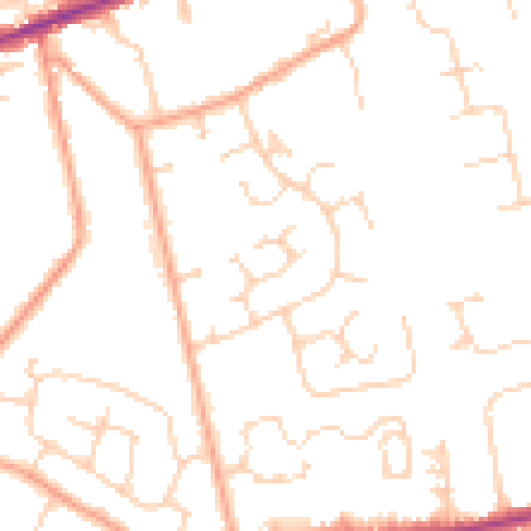 Daytime road noise heatmap for CO3 0YB