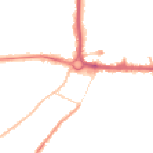 Night-time road noise heatmap for CO3 3AJ