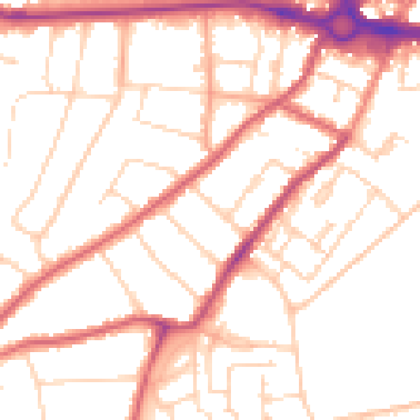 Daytime road noise heatmap for CO3 3EA